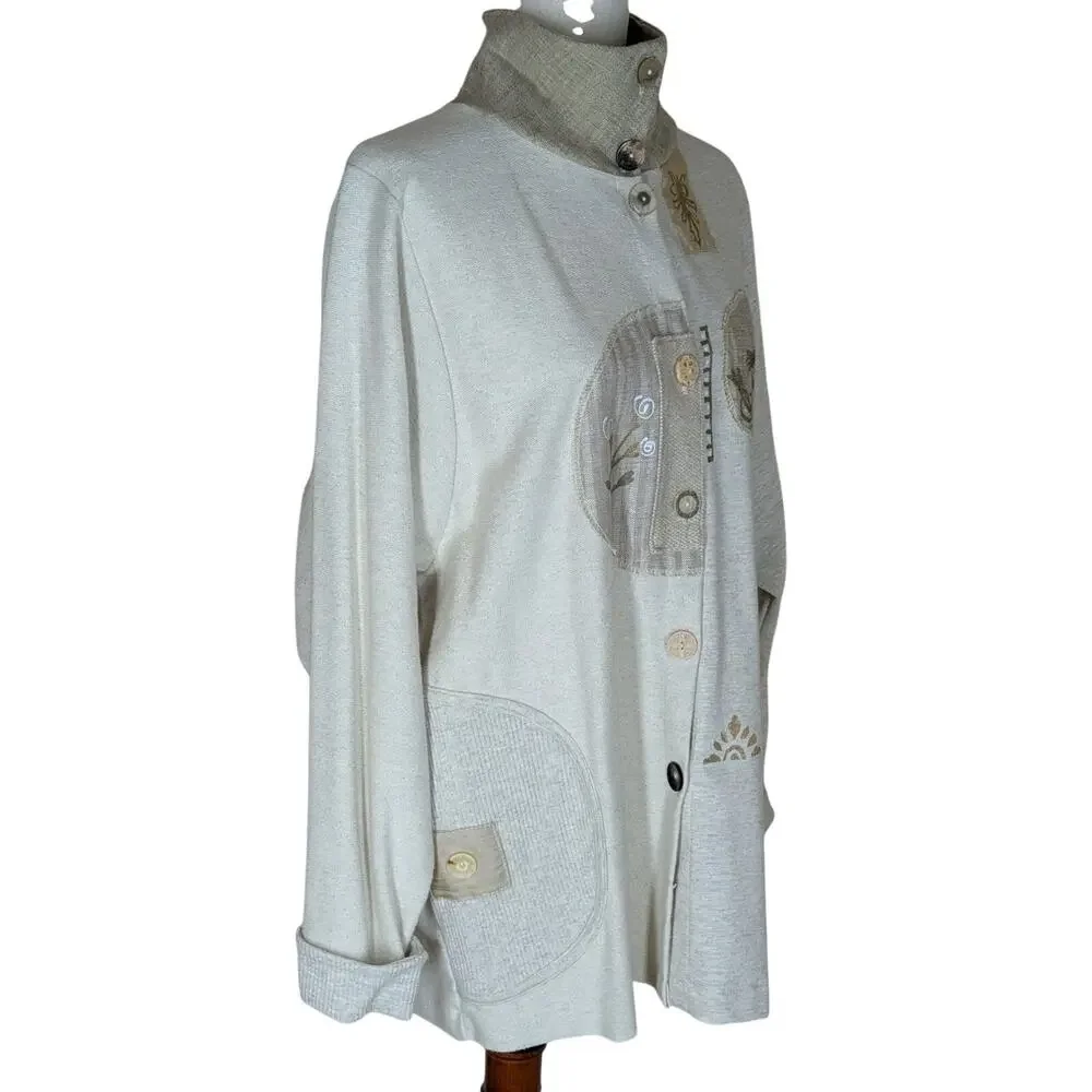 Vintage Odile Blouse Skirt Set Art to Wear Abstract Cotton Blend Size Medium